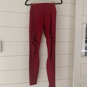 Alo Red Wine Rip Leggings